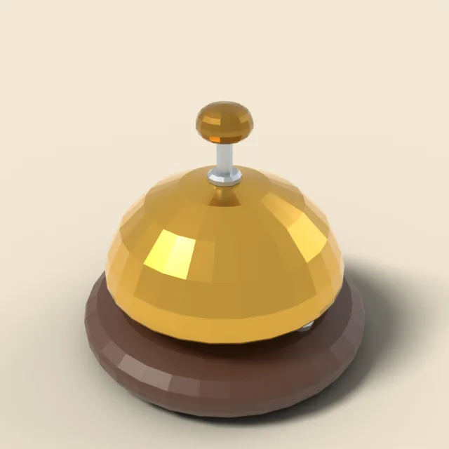 Brass desk bell with push button