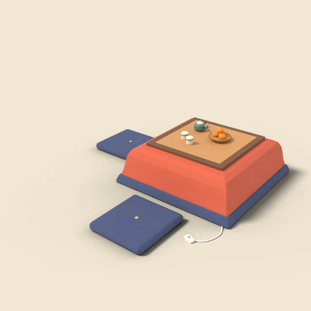 Kotatsu table with quilt
