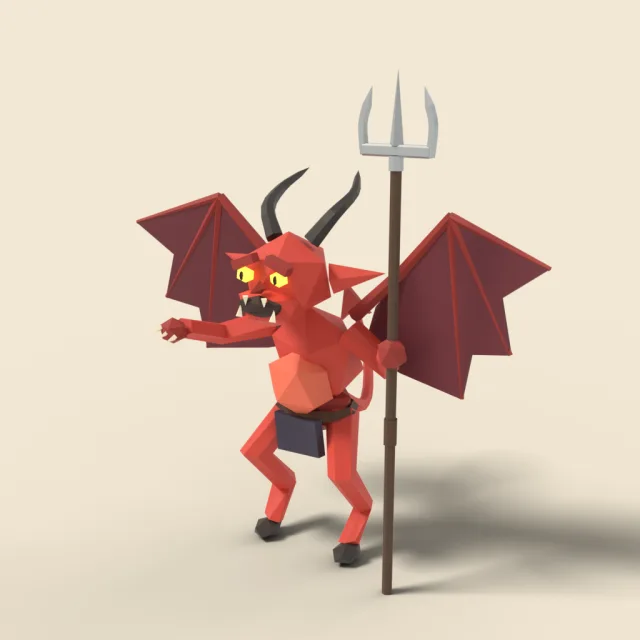 Bat-winged imp with trident