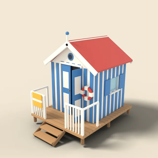 Striped beach hut
