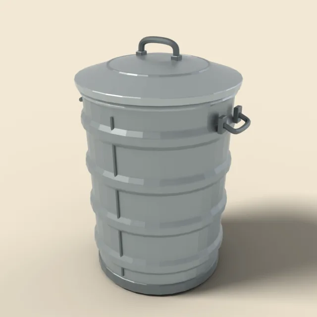 Metal trash can with lid