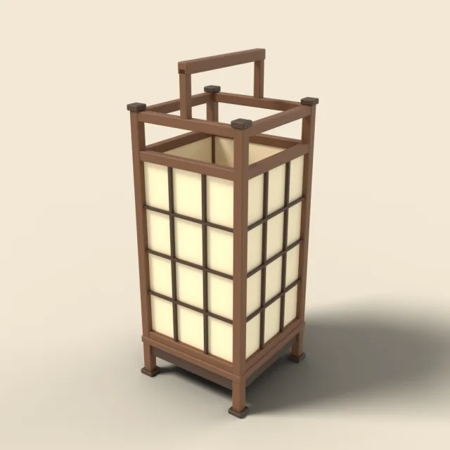 Japanese andon lantern with wooden frame