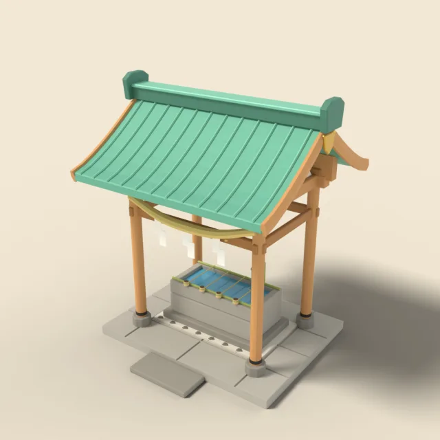 Shrine purification fountain pavilion