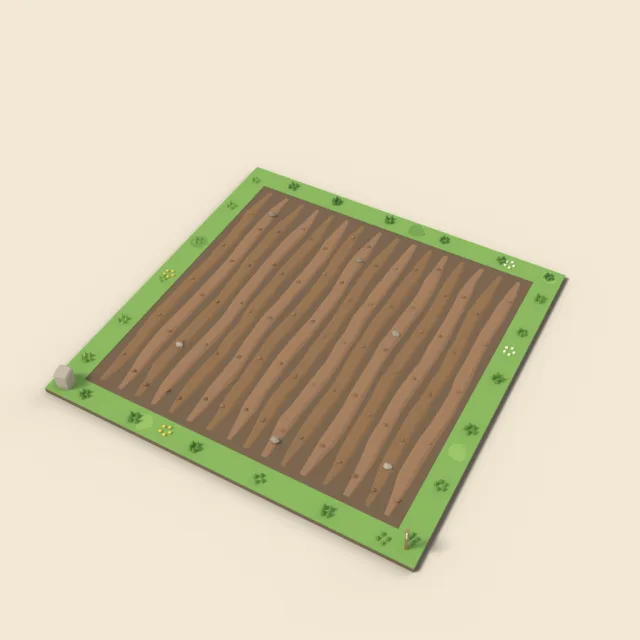 Plowed field tile with furrows