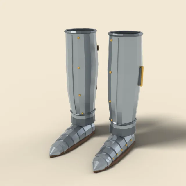 Steel greave and sabaton set