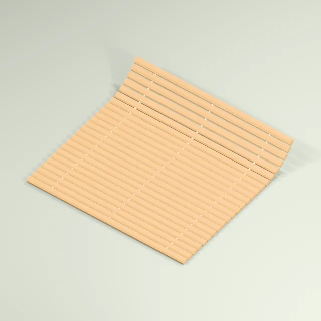 Bamboo sushi rolling mat with bound flexible slats
