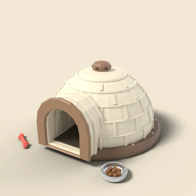 Igloo-shaped plastic dog house