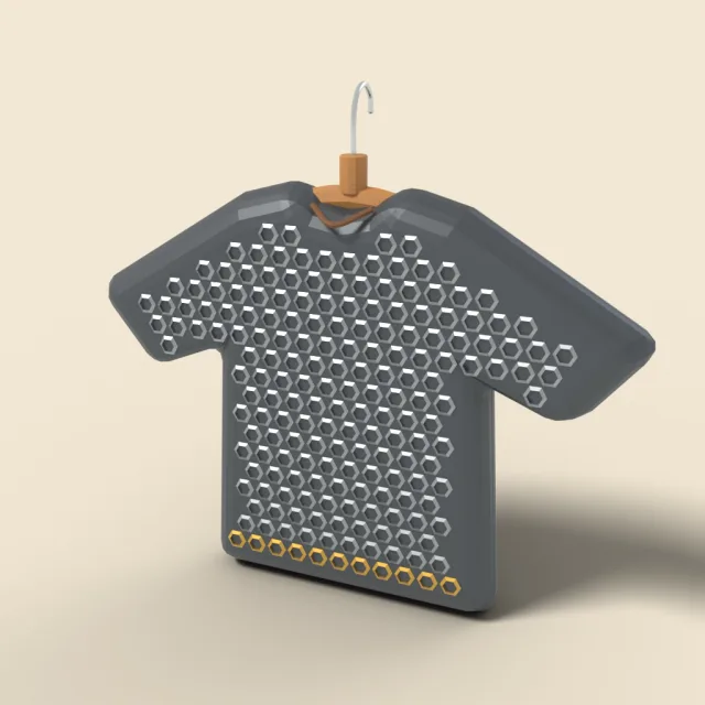 Chainmail shirt on wooden hanger