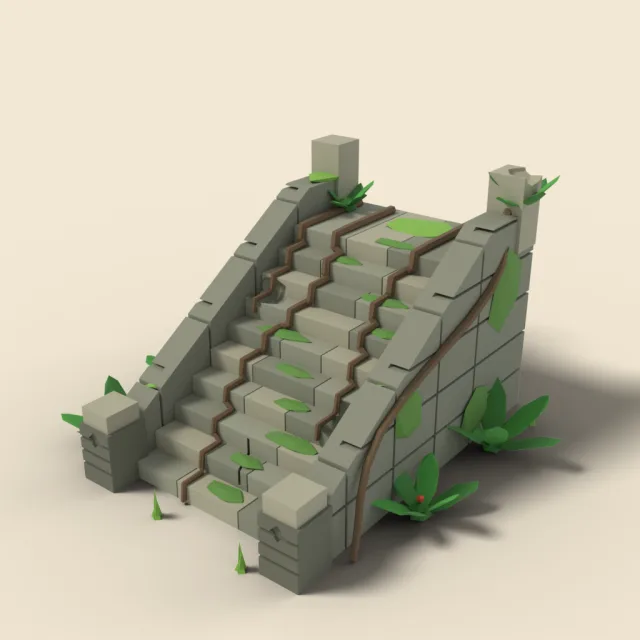 Overgrown jungle temple stairs