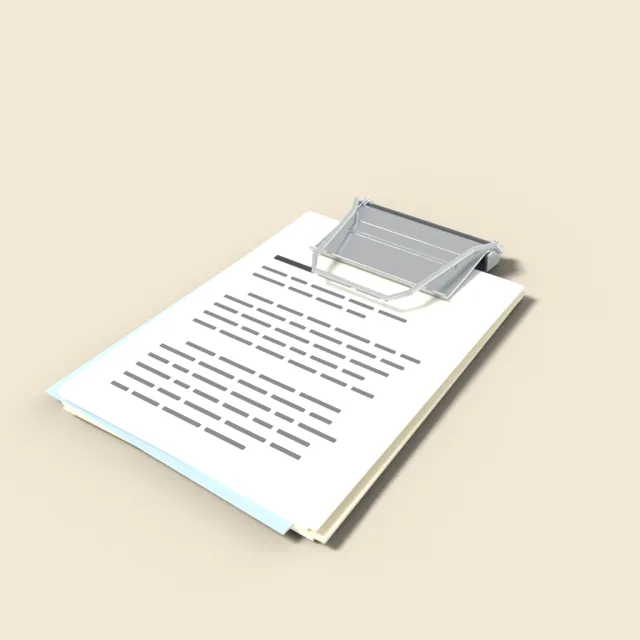Bulldog clip on paper stack