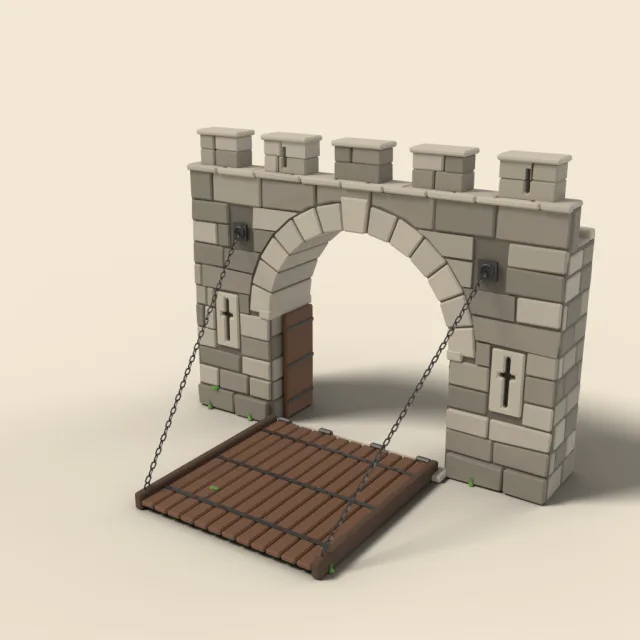 Castle gate with drawbridge