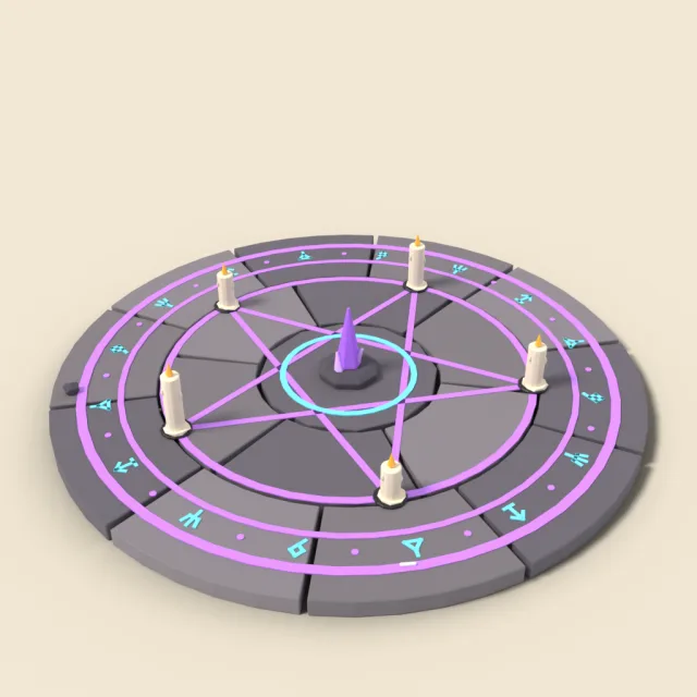 Summoning circle floor with five candles