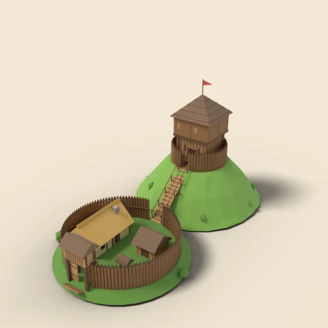 Motte and bailey castle on mound