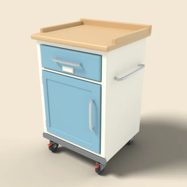 Hospital bedside cabinet with drawer and door