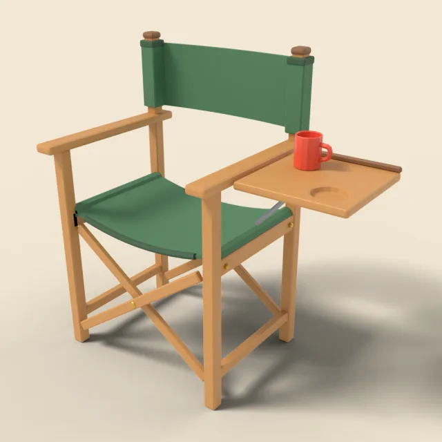 Wooden director's chair for camping