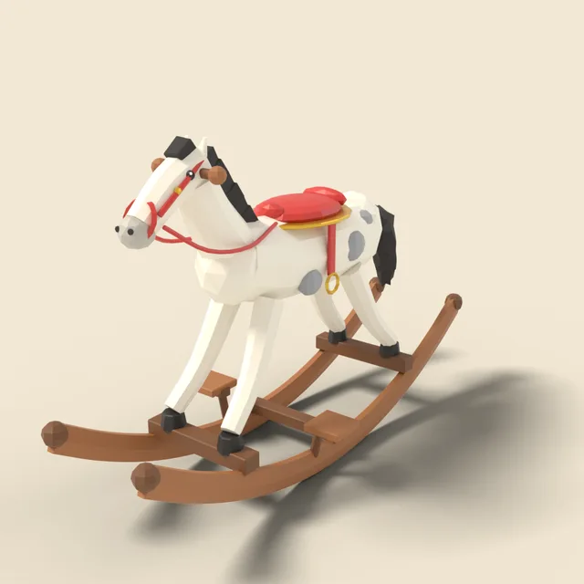 Rocking horse with red saddle