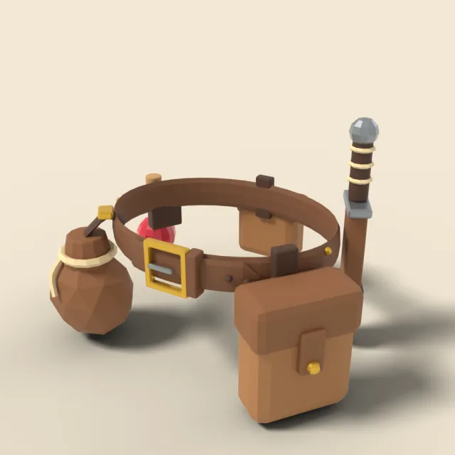 Leather belt with pouches
