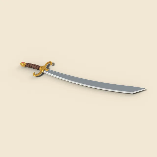 Curved scimitar with brass guard