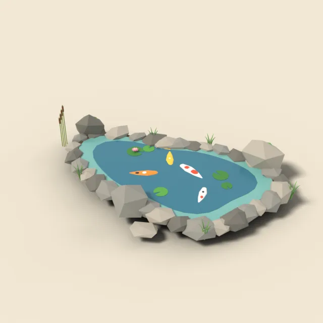 Koi pond with rock edge