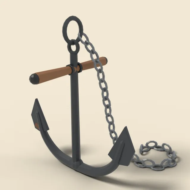 Ship anchor with chain
