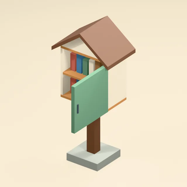 community_book_exchange_post_mounted_open_door_books_weather_roof