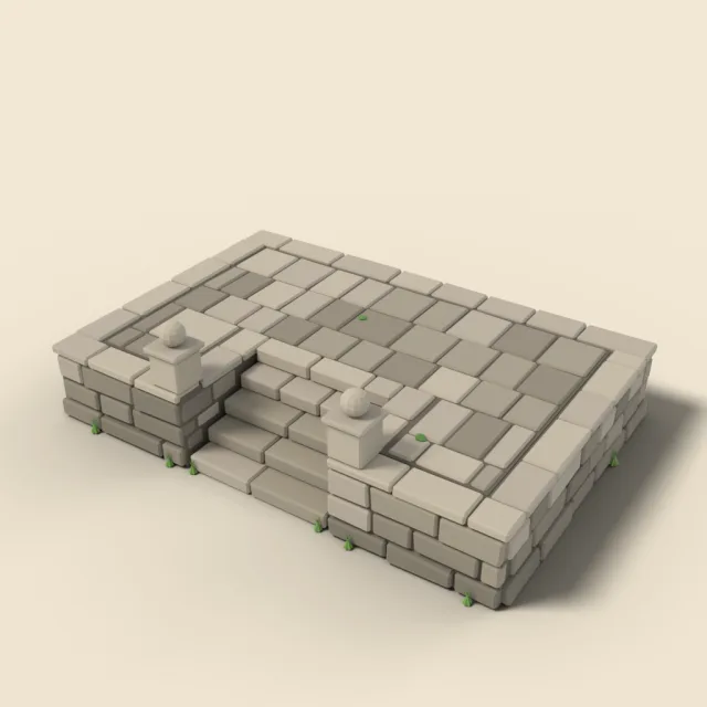 Raised stone terrace with steps