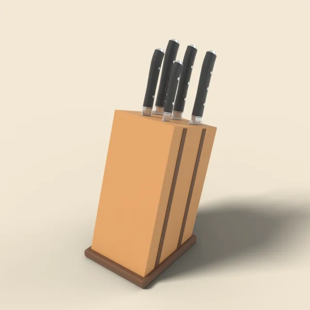 Knife block with five knives