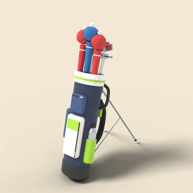 Modern golf bag with clubs