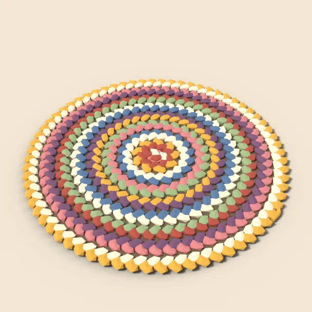 Round braided rag rug