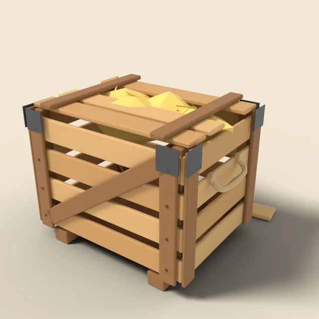 Wooden shipping crate with slats
