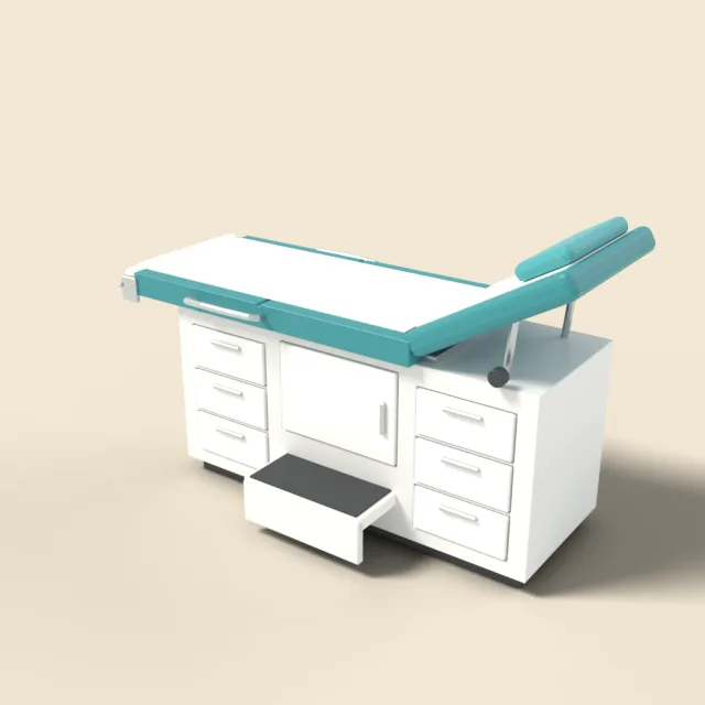 Examination table with paper roll