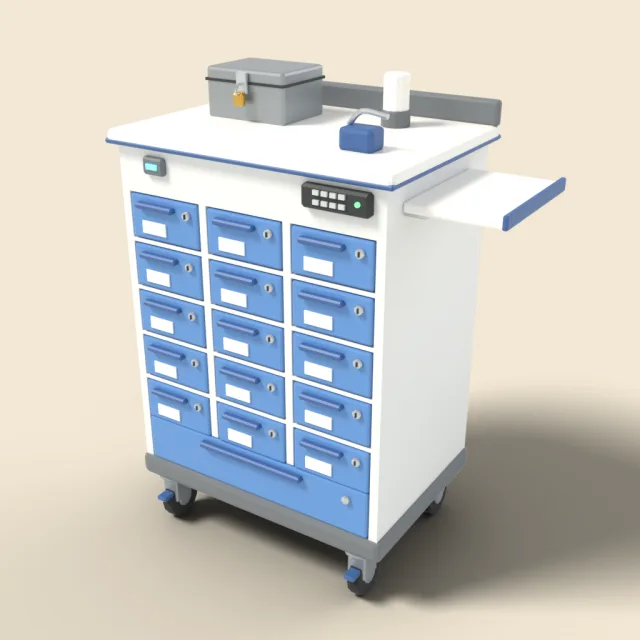 Medication cart with locking drawers