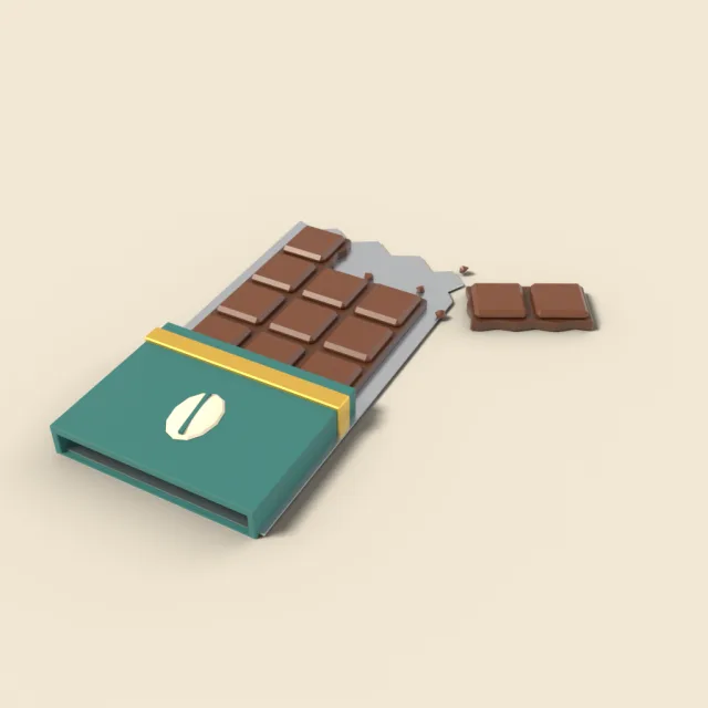 Chocolate bar with snapped piece