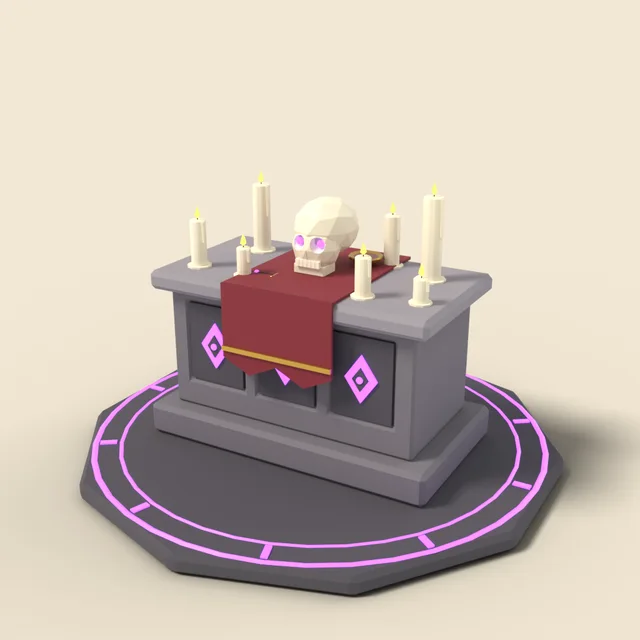 Ritual altar with candles and skull