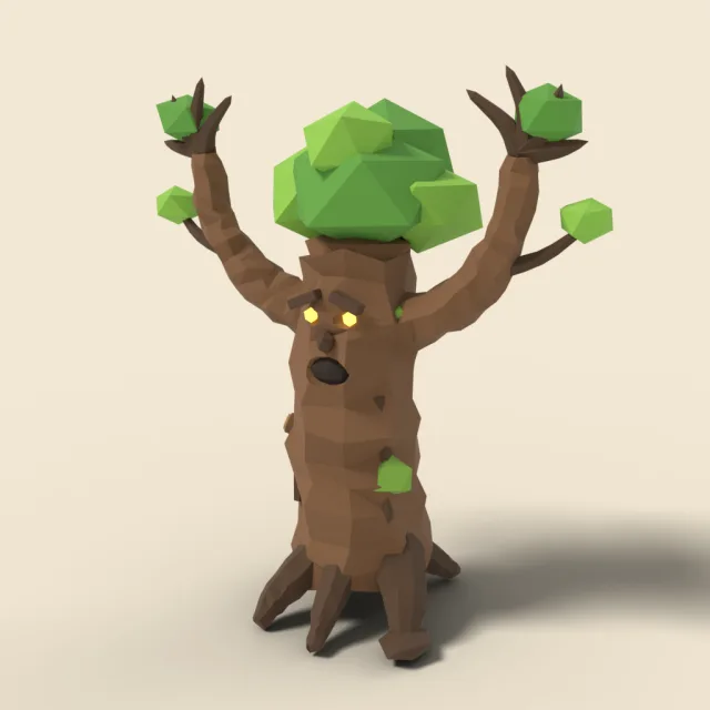 Wooden treant with branch arms raised