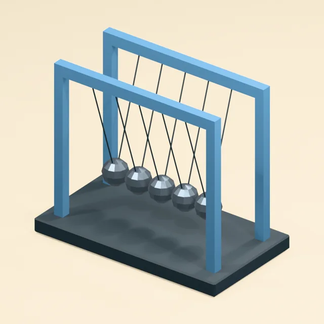 Five-ball Newton cradle