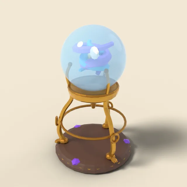 Crystal ball on brass tripod