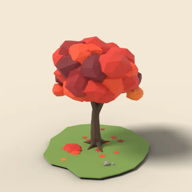 Autumn maple tree with red leaves