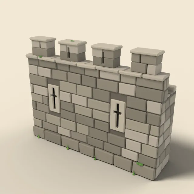 Crenellated town wall section
