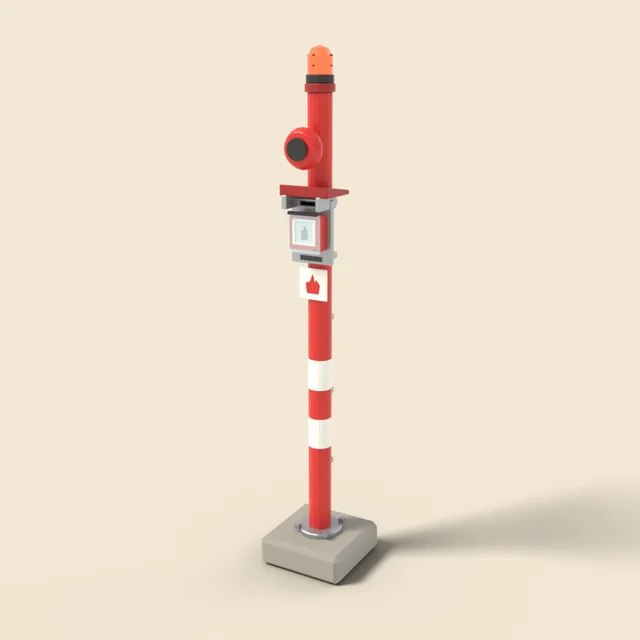 Fire alarm call point on post