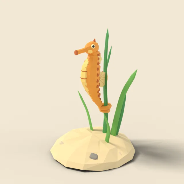 Seahorse holding seagrass