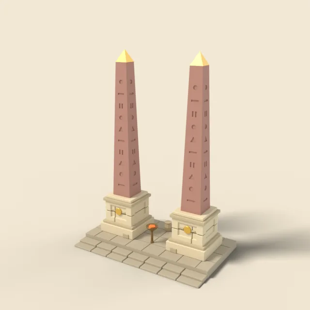 Pair of granite obelisks on bases