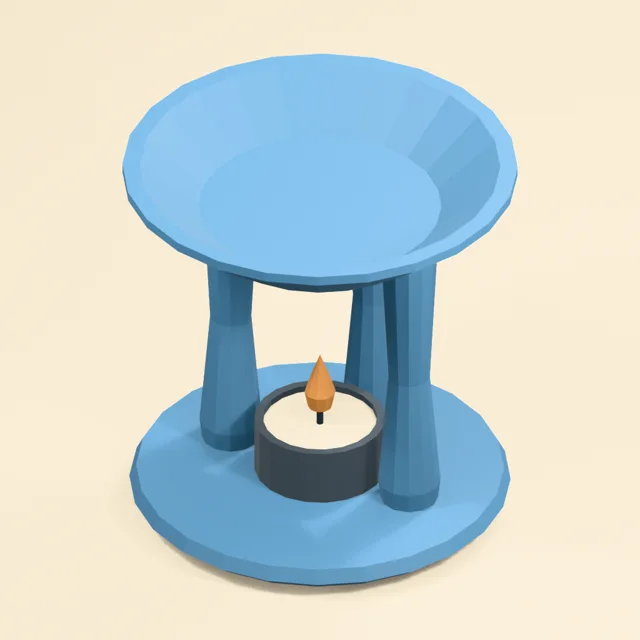 Three leg ceramic oil burner with open tealight chamber