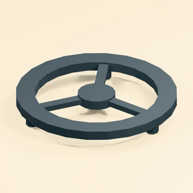 Three-foot cast iron trivet with open radial web