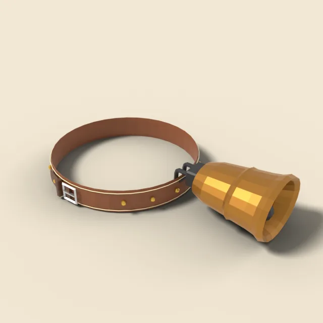 Cow bell on leather strap
