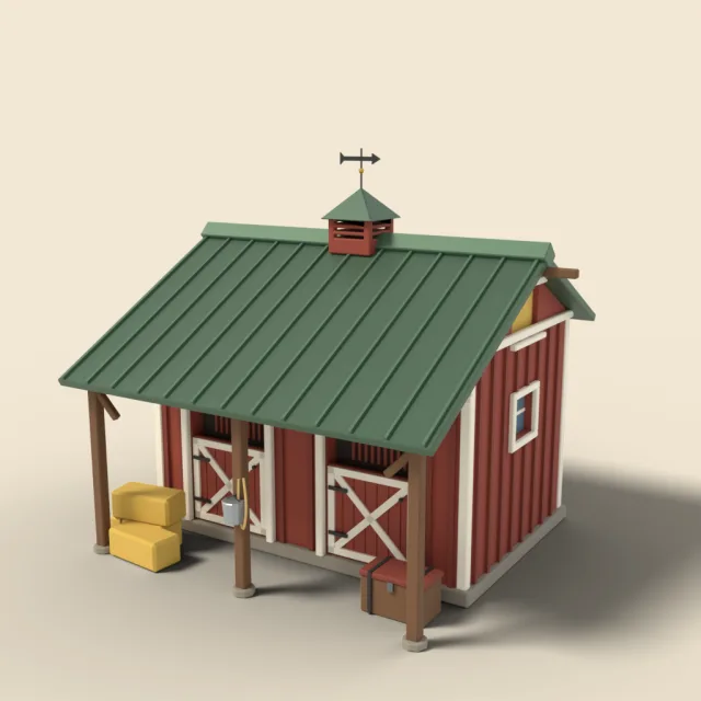 Horse stable with two stalls