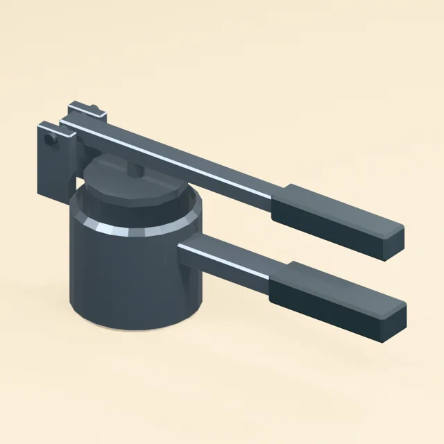 Lever potato ricer with open slotted basket