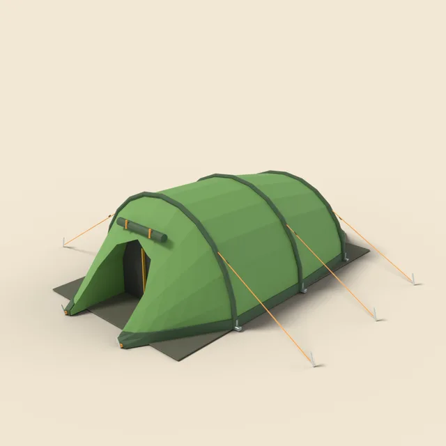 Tunnel tent with three hoops