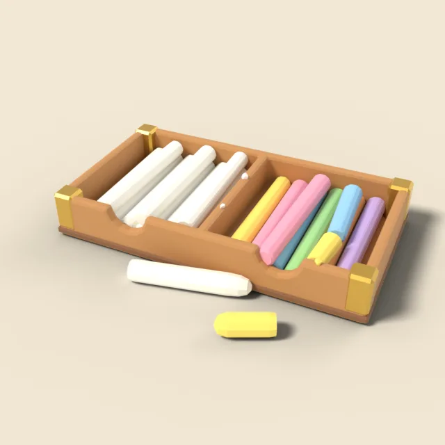 Chalk sticks in a tray