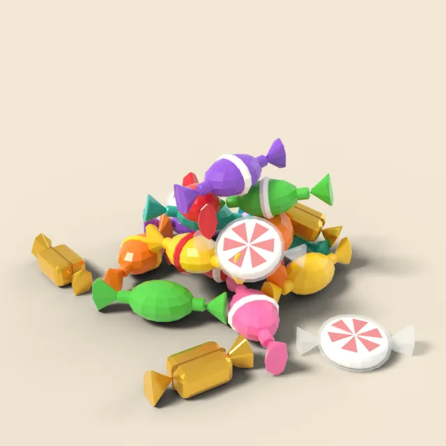 Wrapped candy pile